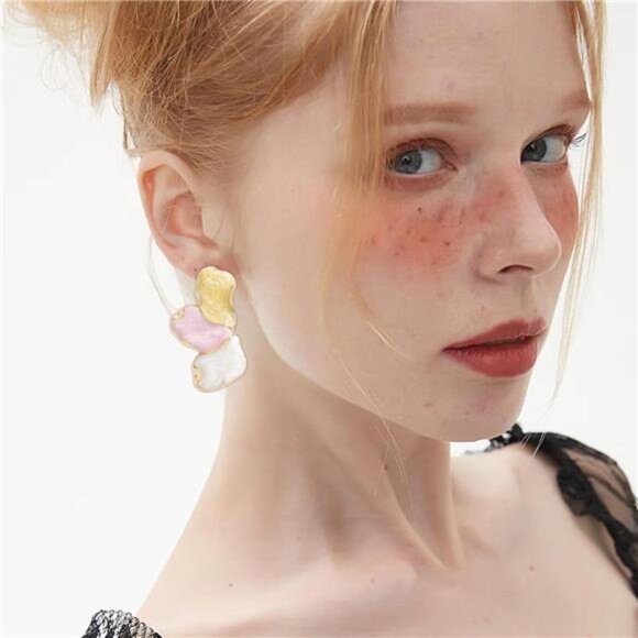 Colorful Flower Earrings – Large Floral Statement Design - Picture 3 of 6